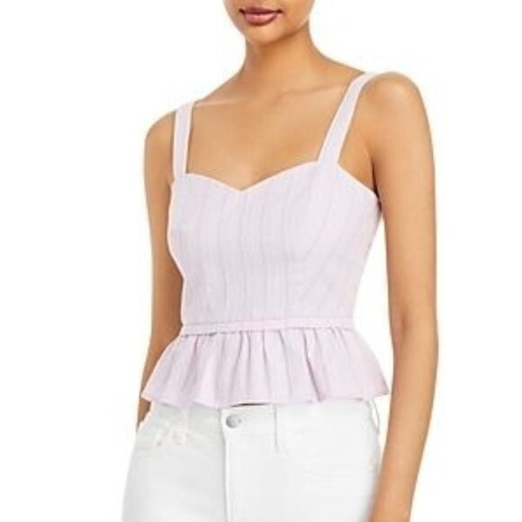 Aqua Tonal‎ Stripe Peplum Top Lavender XL - Picture 1 of 8